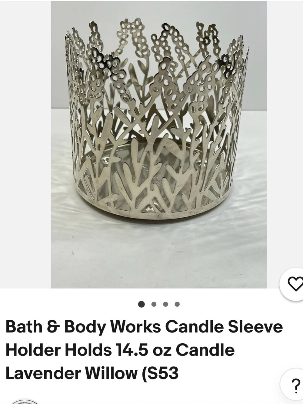 Bath & Body Works Silver Lavender Willow Cutout 3-Wick Candle Holder